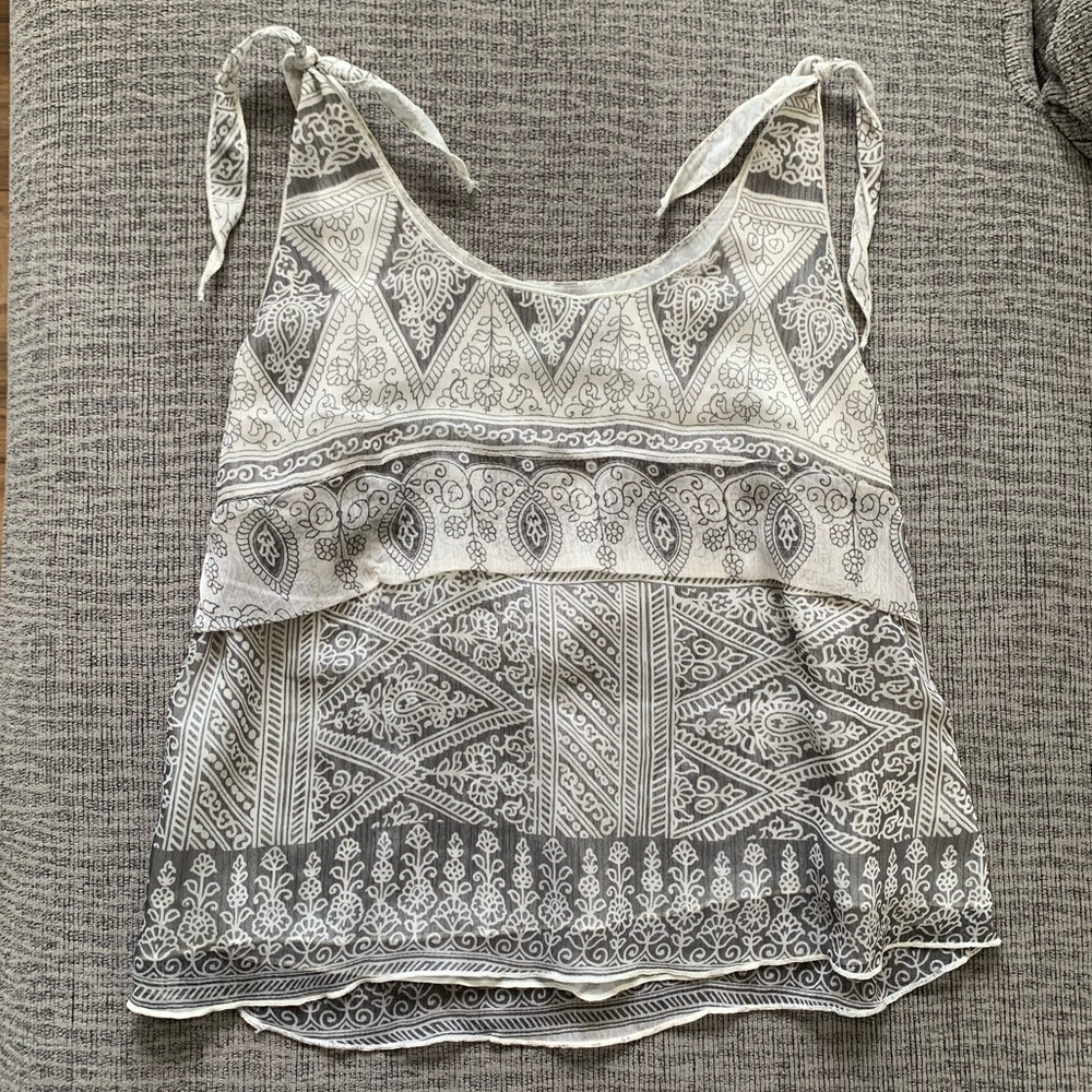 Converse Gray and White Paisley Tank Top Size XS
